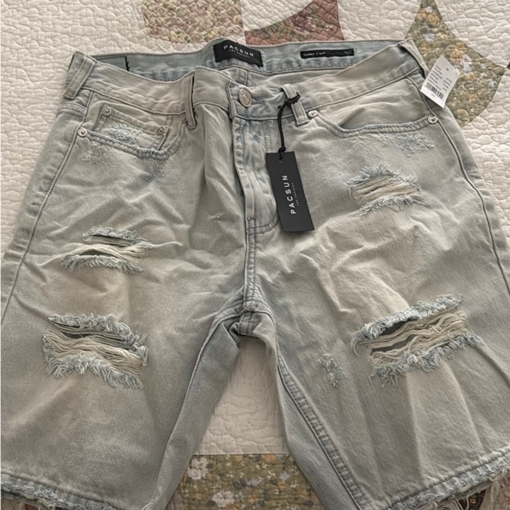 PacSun Blue Jean Shorts Distressed Denim